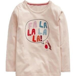 Mini Boden Fa La La Appliqué Shirt Sz 7-8
